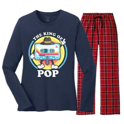 The King of Pop Retro Cassette Tape Women's Long Sleeve Flannel Pajama Set 