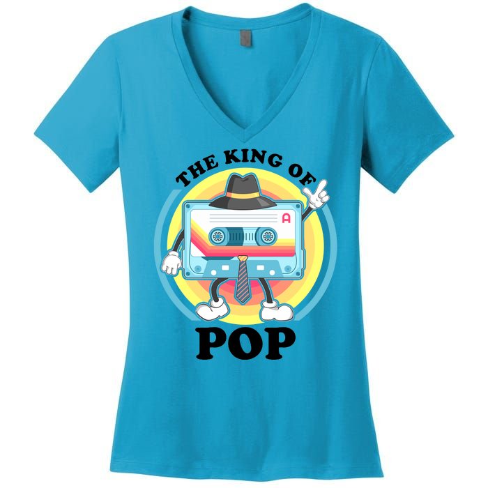 The King of Pop Retro Cassette Tape Women's V-Neck T-Shirt