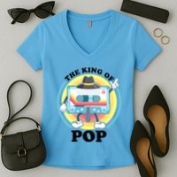 The King of Pop Retro Cassette Tape Women's V-Neck T-Shirt