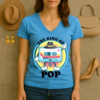 The King of Pop Retro Cassette Tape Women's V-Neck T-Shirt