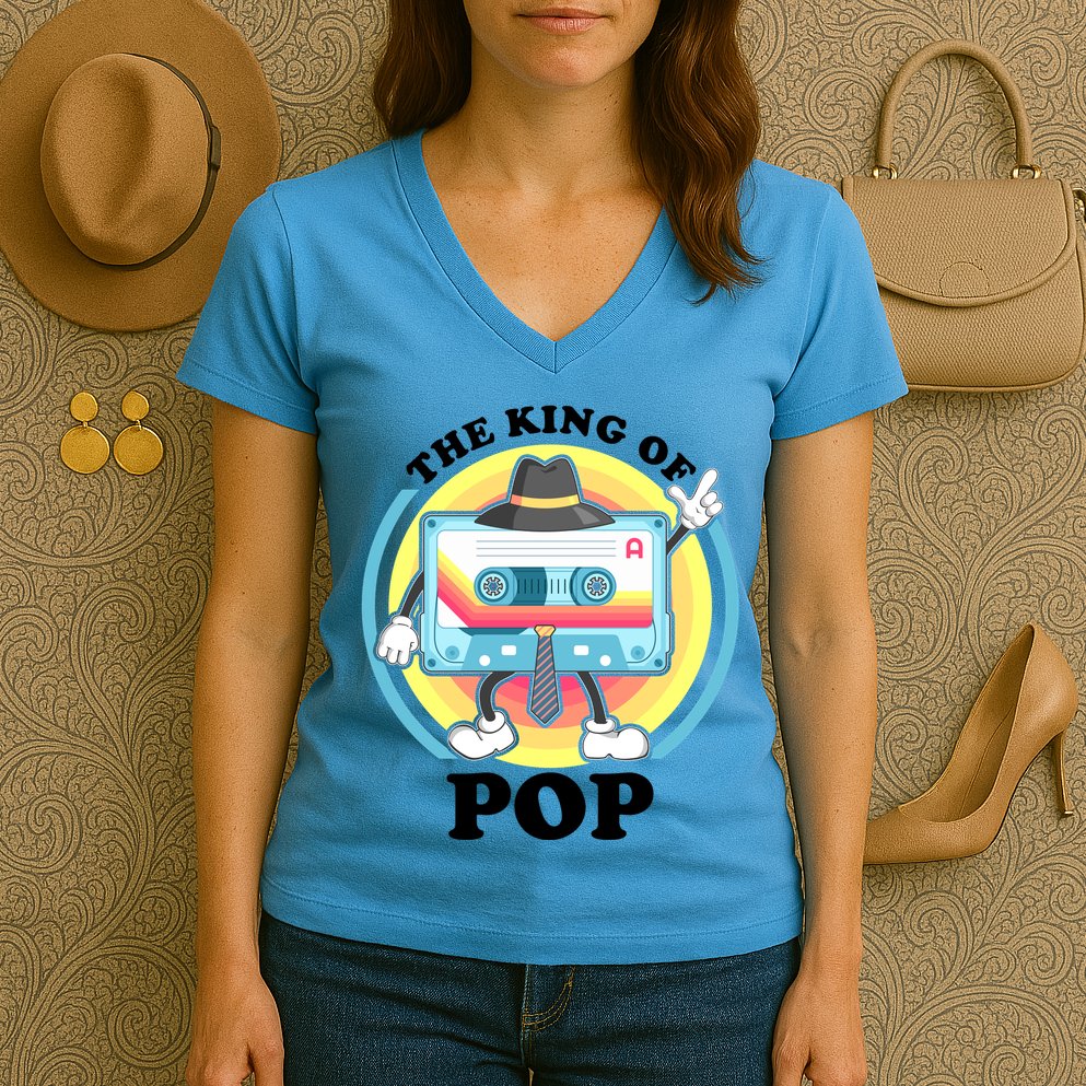 The King of Pop Retro Cassette Tape Women's V-Neck T-Shirt