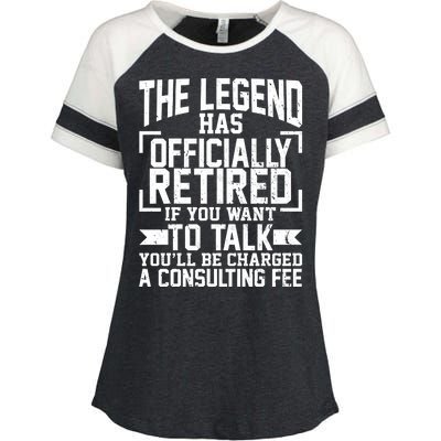 The Legend Has Officially Retired Enza Ladies Jersey Colorblock Tee