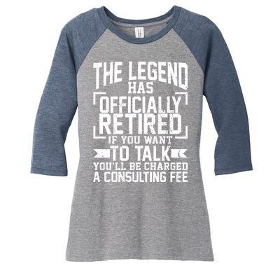 The Legend Has Officially Retired Women's Tri-Blend 3/4-Sleeve Raglan Shirt