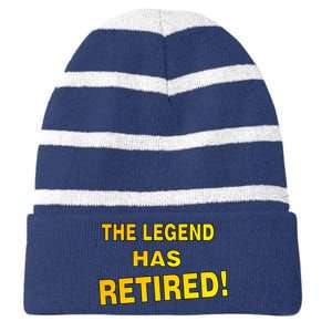 The Legend Has Retired Striped Beanie with Solid Band