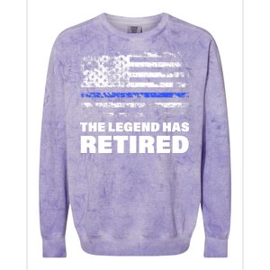 The Legend Has Retired Blue Thin Line Colorblast Crewneck Sweatshirt