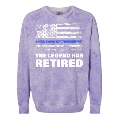 The Legend Has Retired Blue Thin Line Colorblast Crewneck Sweatshirt