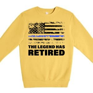 The Legend Has Retired Blue Thin Line Premium Crewneck Sweatshirt