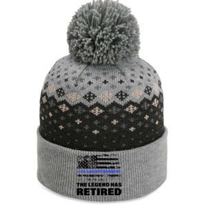 The Legend Has Retired Blue Thin Line The Baniff Cuffed Pom Beanie