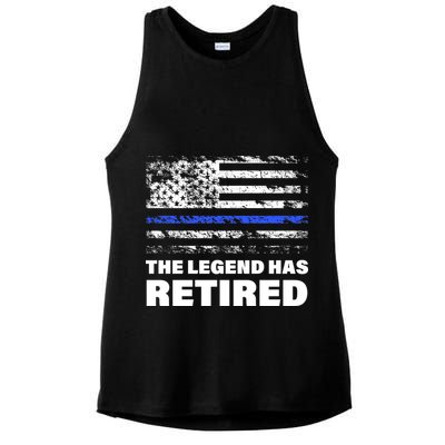 The Legend Has Retired Blue Thin Line Ladies PosiCharge Tri-Blend Wicking Tank
