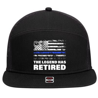 The Legend Has Retired Blue Thin Line 7 Panel Mesh Trucker Snapback Hat