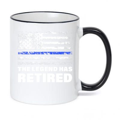 The Legend Has Retired Blue Thin Line 11oz Black Color Changing Mug