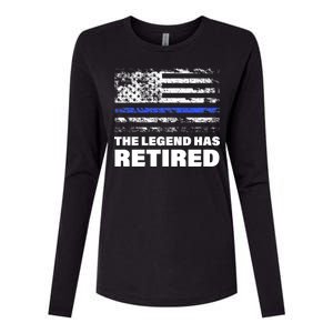 The Legend Has Retired Blue Thin Line Womens Cotton Relaxed Long Sleeve T-Shirt