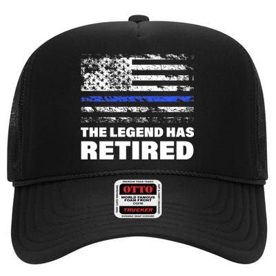 The Legend Has Retired Blue Thin Line High Crown Mesh Back Trucker Hat