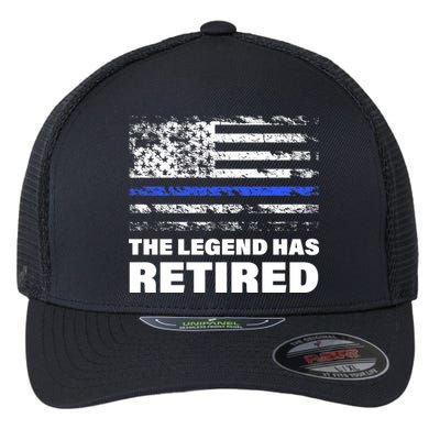 The Legend Has Retired Blue Thin Line Flexfit Unipanel Trucker Cap