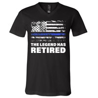 The Legend Has Retired Blue Thin Line V-Neck T-Shirt