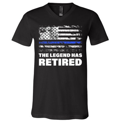 The Legend Has Retired Blue Thin Line V-Neck T-Shirt