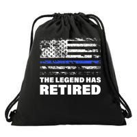 The Legend Has Retired Blue Thin Line Drawstring Bag