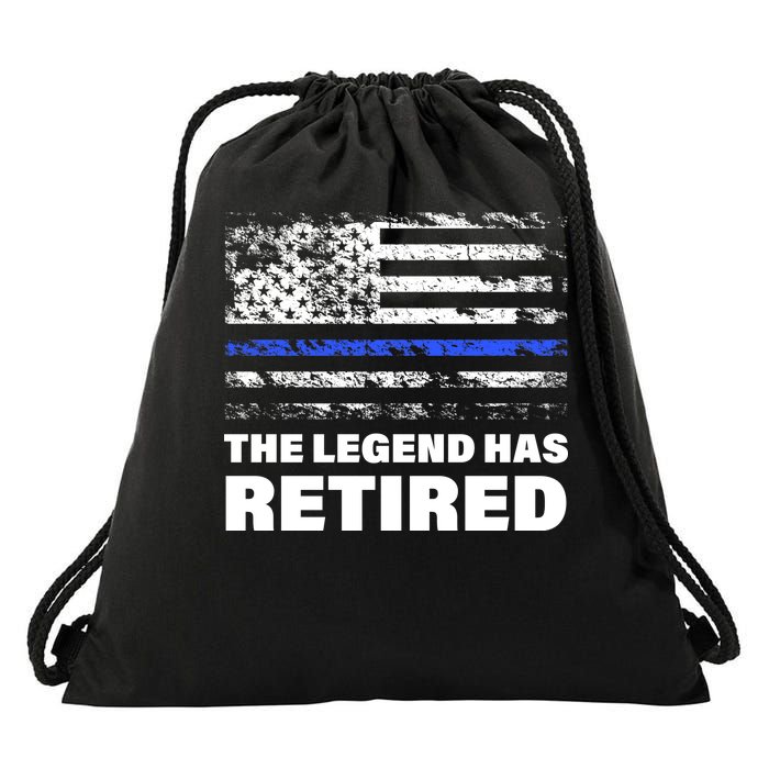 The Legend Has Retired Blue Thin Line Drawstring Bag