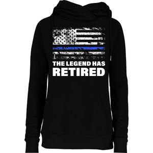 The Legend Has Retired Blue Thin Line Womens Funnel Neck Pullover Hood