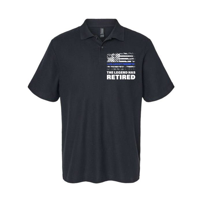 The Legend Has Retired Blue Thin Line Softstyle Adult Sport Polo