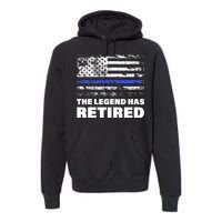 The Legend Has Retired Blue Thin Line Premium Hoodie