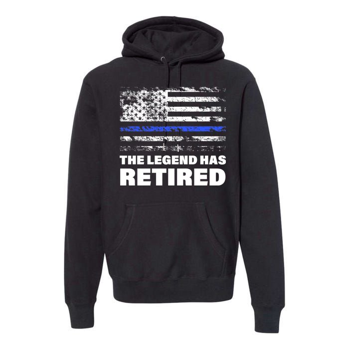 The Legend Has Retired Blue Thin Line Premium Hoodie