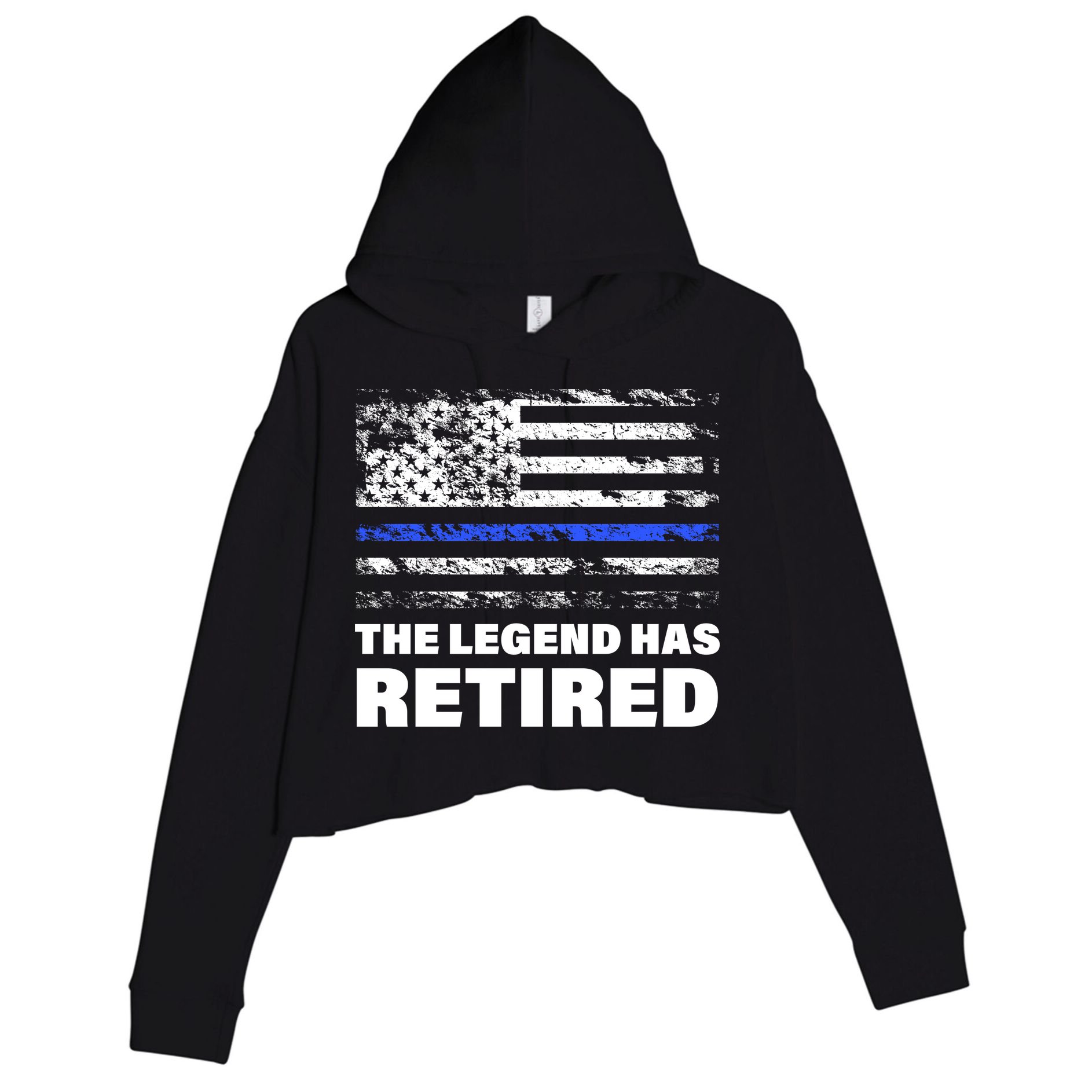 The Legend Has Retired Blue Thin Line Crop Fleece Hoodie