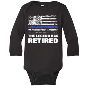 The Legend Has Retired Blue Thin Line Baby Long Sleeve Bodysuit