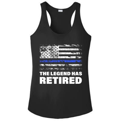 The Legend Has Retired Blue Thin Line Ladies PosiCharge Competitor Racerback Tank