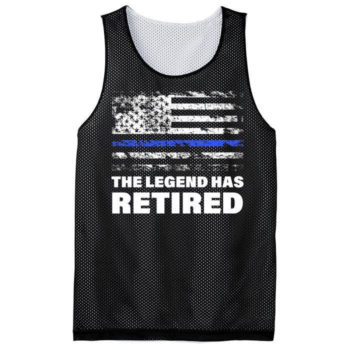 The Legend Has Retired Blue Thin Line Mesh Reversible Basketball Jersey Tank