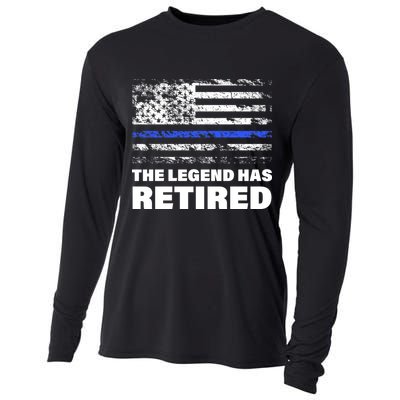 The Legend Has Retired Blue Thin Line Cooling Performance Long Sleeve Crew