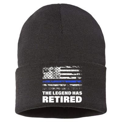 The Legend Has Retired Blue Thin Line Sustainable Knit Beanie