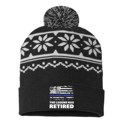 The Legend Has Retired Blue Thin Line USA-Made Snowflake Beanie