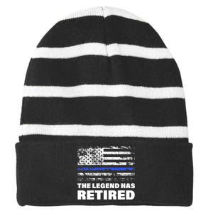 The Legend Has Retired Blue Thin Line Striped Beanie with Solid Band