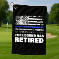 The Legend Has Retired Blue Thin Line Golf Towel
