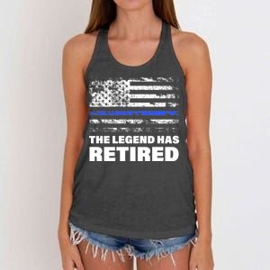 The Legend Has Retired Blue Thin Line Women's Knotted Racerback Tank