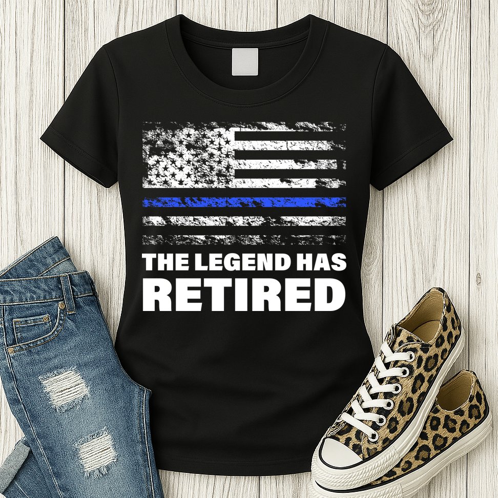 The Legend Has Retired Blue Thin Line Womens T-Shirt