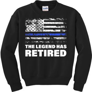 The Legend Has Retired Blue Thin Line Kids Sweatshirt