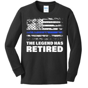 The Legend Has Retired Blue Thin Line Kids Long Sleeve Shirt