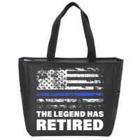 The Legend Has Retired Blue Thin Line Zip Tote Bag