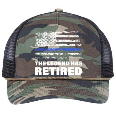 The Legend Has Retired Blue Thin Line Retro Rope Trucker Hat Cap