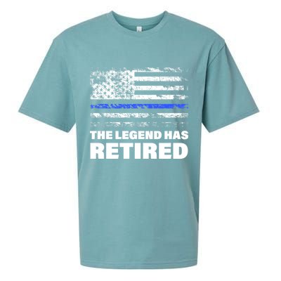 The Legend Has Retired Blue Thin Line Sueded Cloud Jersey T-Shirt
