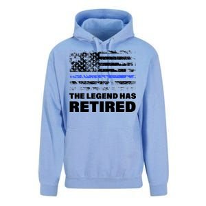 The Legend Has Retired Blue Thin Line Unisex Surf Hoodie