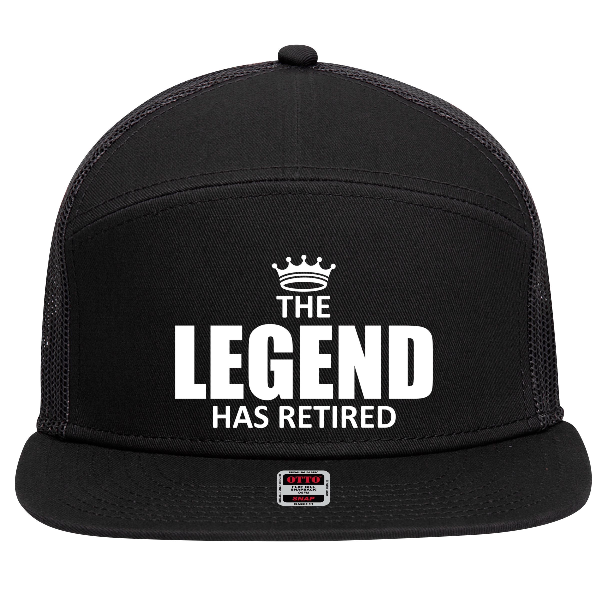 The Legend Has Retired Crown 7 Panel Mesh Trucker Snapback Hat
