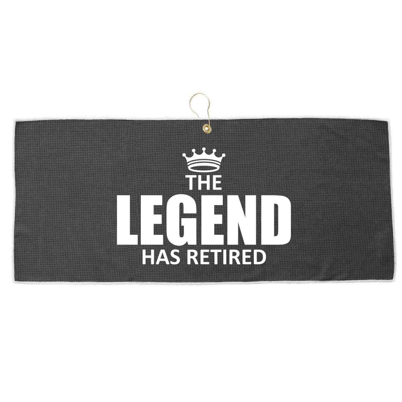 The Legend Has Retired Crown Large Microfiber Waffle Golf Towel