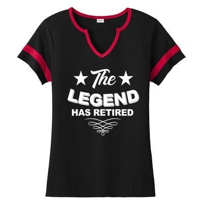 The Legend Has Retired Funny Retirement Gift Ladies Halftime Notch Neck Tee