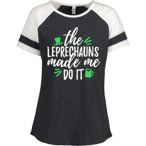 The Leprechauns Made Me Do It Funny Enza Ladies Jersey Colorblock Tee