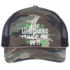 The Leprechauns Made Me Do It Funny Retro Rope Trucker Hat Cap