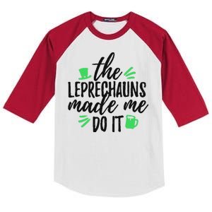 The Leprechauns Made Me Do It Funny Kids Colorblock Raglan Jersey