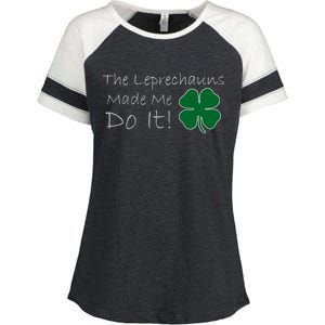 The Leprechauns Made Me Do It Funny Irish Enza Ladies Jersey Colorblock Tee